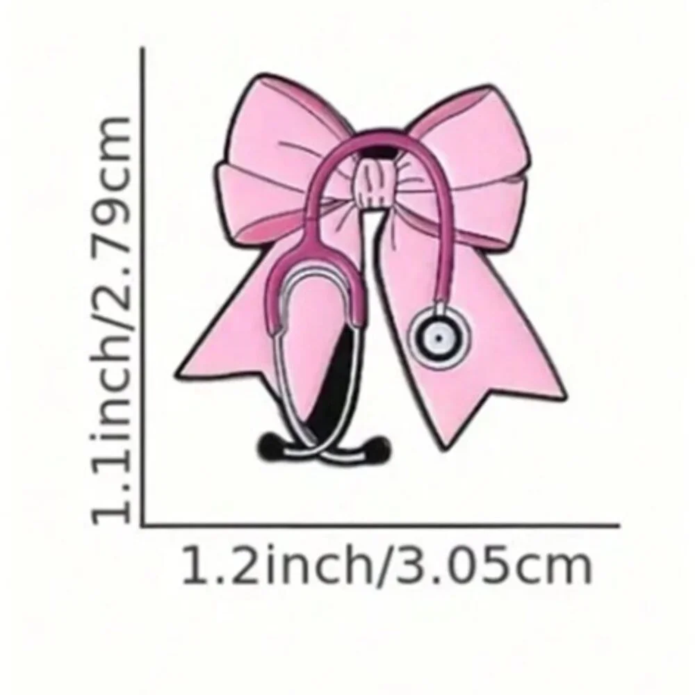 Pink Bow Nurse Pin w/Pink Stethoscope (BRAND-NEW &‎ VERY CUTE!) - Picture 2 of 2